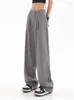 Damesbroeken Koreaanse stijl Casual Gray Women passen lange broek 2023 Autumn Solid Losse High Taille Pant Vestodo