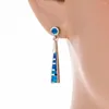 Boucles d'oreilles pendantes KONGMOON bâton forme océan bleu opale de feu argent plaqué bijoux pour femmes Piercing goutte