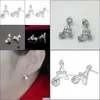 Stud Eiffel Tower Earrings With White Zircon Romantic Fashion Cute Diamond Party Gift Birthday Jewelry Sier Earring Drop Delivery Dh67R