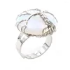 Cluster Rings Round Tiger Eye Stone Silver Plated Wire Wrap Tree Of Life Resizable Ring Opalite Opal Jewelry