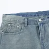 Jean homme printemps et été ample Hip Hop pantalon large jambe homme bouton couleur unie poche Denim pantalon cloche