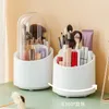 Förvaringslådor Makeup Brush Bucket Dammtät kosmetisk hållare Box Desktop Clear Rotating Case Organizer