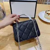 Fransa kadın klasik mini flep havyar havyar deri kibir çantaları calfskin üst kol kozmetik kasa gümüş metal zincir crossbody omuz akordeon çantaları 17x13cm