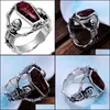 Bandringar vintage punk skl ring m￤n hip hop engagemang manlig mode r￶da zirkon f￶r kvinnor smycken droppleverans dhq1p