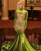 Gliterolive Green Velvet Mermaid Sukienki Prom 2023 Keading Sequin High Neck African Women Sukienka Vestido de Graduacion