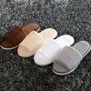 Slippers Women/Men Fleece Slippers Solid Color Coral Soft Non-disposable Home Hospitality Slippers Party Gifts For Hotel Guests Slippers G230210