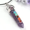 Pendant Necklaces Xinshangmie 10 Pcs Mixed Purple Amethysts Lapis Lazuli Green Turquoises Hexagon 7 Chakras Women Fashion Jewelry