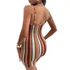 Casual Dresses Women's Summer Mini Dress Sexig Y2K Colorful BodyCon Cami Halter Backless Beach Party Club Tank sundress