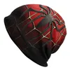 Beralar Cool Retro Spooky Meow Spider Web Kafatasları Beanies Kadınlar Kış Sıcak Eğik Beanie Şapka Örgü Bonnet Kapağı Kayak için