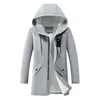 Herenjacks Lange winter Fashion Windbreaker Haper Hooded Gray Fleece Coat Winddichte oversized losse jas voor mannen