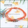 Link Chain Handmade Braided Mtilayer Wax String Bracelet For Women Men Adjustable Size Ethnic Style Colorf Ccb Beads Charm Boho Dro Dhgy0