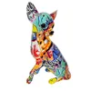 Objets décoratifs Figurines Nordique Coloré Graffiti Sculpture Chien Statue Moderne Peint Bouledogue Bureau Salon Décoration Creative Ornement 230210