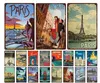 Paris Roma City Metal Boyama İşareti Vintage Metal Plak Seyahat Tabakları Dekor Bar Ev Duvar Dekor Teneke İşaret Peyzaj Poster 20x30cm Woo