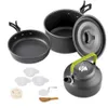 Camp Kitchen Camping Cookware Set Aluminum Nonstick Portable Outdoor Pots Set Outdoor Tableware Pan Frying Pan Kettle for Hiking BBQ Picnic 230210