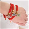 ارتباط سلسلة Hanmade Fatima Hand Evil Blue Eye Eye Pendants Red String Bracelet for Women Fashion Fashion Gold Beads Beads Dhnzs