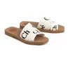 Original Sandals tofflor Woody tofflor för kvinnor Mules Flat Slides Beige White Black Pink Light Blue Slipade Womens Summer Inomhus utomhusskor EUR35-42