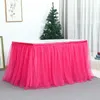 Table Skirt Event Party Desk Cover Tulle Wedding Table Skirts Baby Shower Decoration Tutu High Chair Supplies 230209