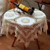 テーブルクロス2023到着85cm四角い天然綿かぎ針編みのレーステーブルクロスキッチン装飾用パッチワークカバー