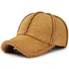 قبعات الكرة الوردي المتربة قبعة الشتاء قبعة الصوف مبطن فو من جلد الغزال البيسبول كاب رمادي LT.Brown Men Cap G230209
