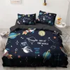 Set di biancheria da letto Universo spaziale 3D Set Copripiumino per cartoni animati Trapunte Biancheria da letto personalizzata Letto in bianco e nero