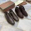 이탈리아 디자이너 Loropiana Shoes Sheepskin High-Top Snow Boots Lefu 신발 LP 플랫 캐주얼 신발 애호가 따뜻한 신발