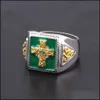 Cluster Rings Ireland Celtic Blessing Ring Cross Grandmother Green Male Drop Delivery Jewelry Dhwg8