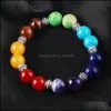 Brins de perles faits à la main 12 mm 7 chakras de guérison Nce perles bracelet pour femmes hommes élastique yoga mode bijoux cadeau livraison directe accolade Dhij5