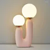 Lâmpadas de mesa modernas desenhos animados simples lâmpada rosa lâmpada nórdica criativa para crianças quarto quarto vidro de vidro Arte de cabeceira Luz de decoração