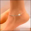 Anklets Boheemian Gold Sier Beach Parl Charmelet voor vrouwen Sandalen Fashion Simple enkel Verstelbare keten Sieraden Geschenkdruppel deliv Dhzyr