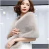 Wraps Jacken Winter Hochzeit Mantel Braut Faux Pelz Warme Tücher Achselzucken Oberbekleidung Grau Weiß Rot Frauen Jacke Prom Abend Mantel Schal Dhj8A