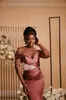 Off Shoulder Mermaid Bridesmaid Dresses 2023 African Wedding Guest Party Gowns Black Women Evening Dress Plus Size Maid of honor robes de soiree GW0210
