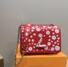 Mode kvinnor designer väska vatten krusning twist crossbody väskor polka dot kedja rem axel väska handväska handväska kväll väska hård skal koppling