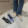 Snadal New Brand Women Sandals Spring Suojialun 2024 Квадратная пряжка для модного пласты