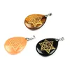 Pendentif Colliers Pierre Naturelle Graver Hexagramme Six Mots Mantra Sanskrit Goutte D'eau Forme Collier Reiki Guérison Cristal Religion JewelryPe