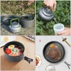 Camp Kitchen Camping Cookware Set Aluminum Nonstick Portable Outdoor Pots Set Outdoor Tableware Pan Frying Pan Kettle for Hiking BBQ Picnic 230210