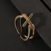 Cluster Rings Women's Fashion Jewelry X Personality Ring Color Zircon Double Layer Small Fresh Friend Holiday Gift