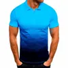 Männer T Shirts Männer Polo Shirt Kurzarm Farbverlauf Männliche Kleidung Sommer Streetwear Casual Mode Tops T-shirt MY352