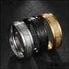 Band Rings 6 Mm 316L Stainless Steel Wedding Ring Gold Black Cool Punk For Men Women Fashion Jewelry Drop Delivery Dhy7F