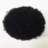 Мужские парикмахеры 4 мм Afro Full Curace Toupee Индийская девственная замена волос 1B серо