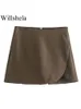 Женские шорты Willshela Women Fashion Solid Skirts Vintage Высокая талия Стола на молнии Женщина шикарная леди 230209