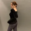 Women's Sweaters Oblique Buckle Korean Chic Gentle Style Design Off-the-Shoulder Long Sleeve Slim Sweater Women's Early Autumn Bottoming