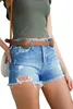 Jeans Spring Shorts tvättade hål Tassels Women's Denim Shorts 6080