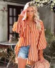 Women's Polos Women's Spring/Summer 2023 Amazon Smock Beach Resort Sun Protection Medium Long Striped Shirt 716#