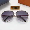 2023 Sunglasses Gold Brown Shaded Sun Glasses Women Gold rivet Fashion Rimless sunglasses eye wear with original box 2861