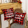 Kissen 2023 Weihnachtsdekorationen Rot Leinen Plaid Quadratischer Bezug Sofa Home Decor Nordic