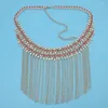 Pendant Necklaces Boho Red Clear Rhinestone Choker Statement Wedding Big Tassel Necklace For Women Flower Collier Fashion Party Collar