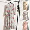 Casual Dresses Women's Fall Dress Floral Print Round Neck Long Sleeve Flowy Hem Belted For Women