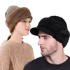 Berets 2023 Autumn and Winter Men's Women's Fashionable Ski Hat Multifunktionell stickad plysch varm elastisk smörgås integrerad