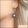 Charm Bohemia Sun And Moon Earrings Sier Color Crystal Drop Women Female Boho Fashion Jewelry Gift Delivery Dh6Ls