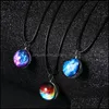 Pendanthalsband Fashion Neba Star Galaxy Universe Planet Jewelry Double Sided Glass Art Picture Handmased Statement Necklace Valent DH7F0